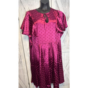 Women's Unique Vintage Plum Polka Dot Satin Dress 5X